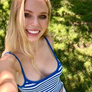 Blue and white stripe crop top